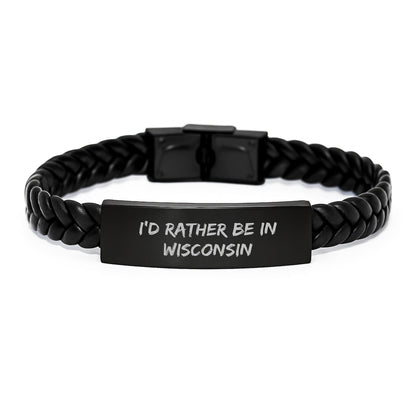 Wisconsin Gifts from I'd Rather Be In Wisconsin, Interlaced Leather Birthday Unique Gift for Men, Friends, Coworkers, and Family - Victory Thru Vision