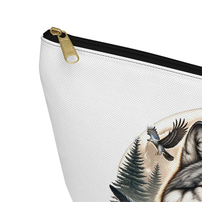 Wolf Accessory Pouch, Wolf Floral Accessory Pouch, Boho Makeup Bag, Nature Travel Case, Gift for Animal Lovers, Festival Organizing Pouch - Victory Thru Vision 