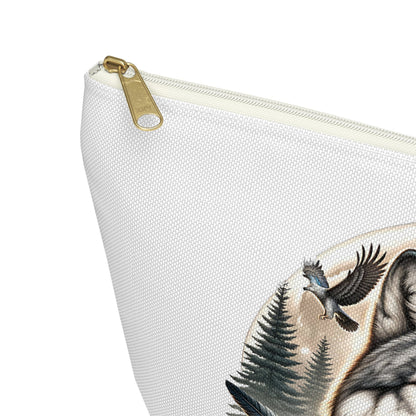 Wolf Accessory Pouch, Wolf Floral Accessory Pouch, Boho Makeup Bag, Nature Travel Case, Gift for Animal Lovers, Festival Organizing Pouch - Victory Thru Vision 